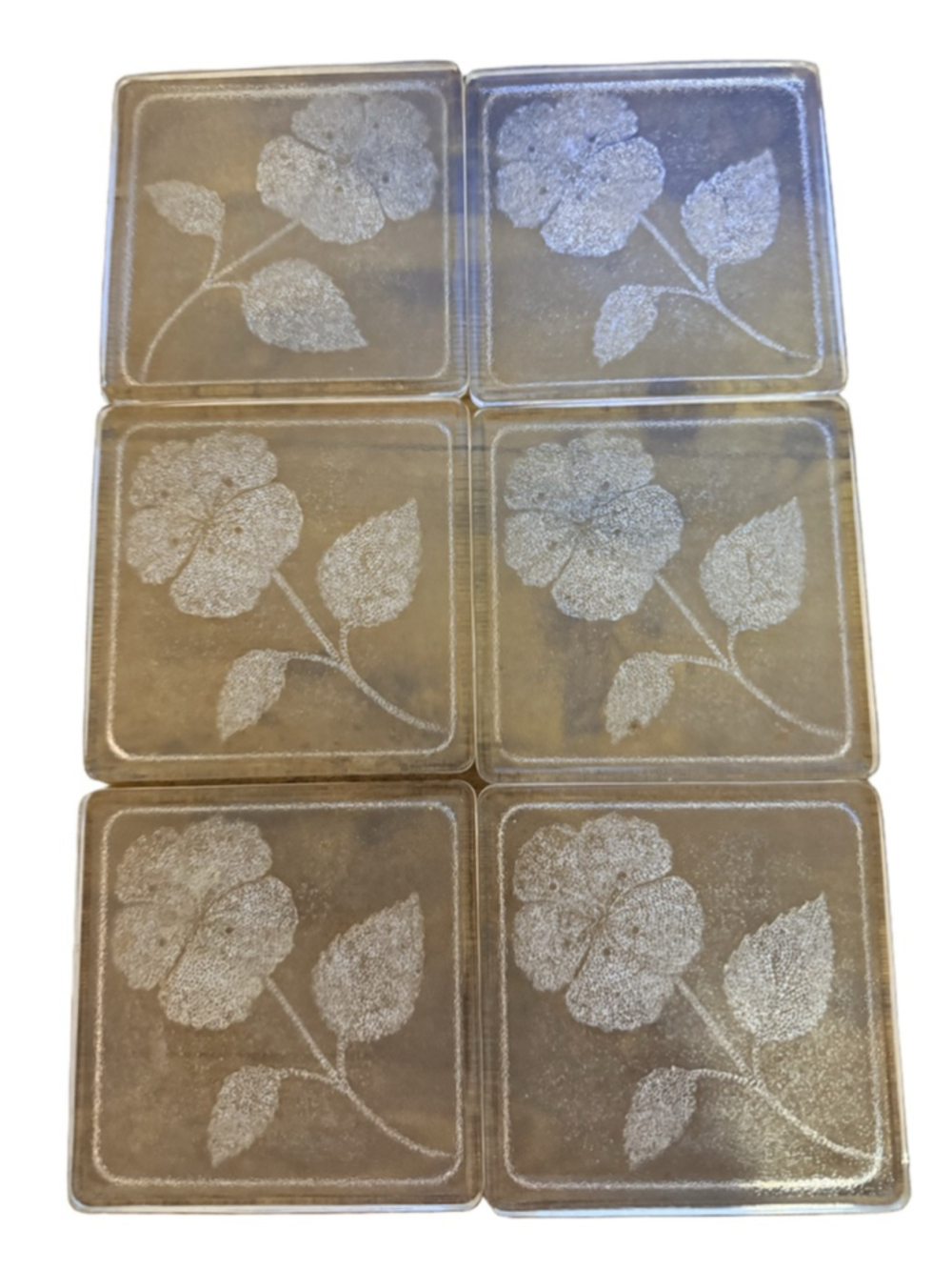 Vintage McKee Glasbake clear glass trivets 6 pc.